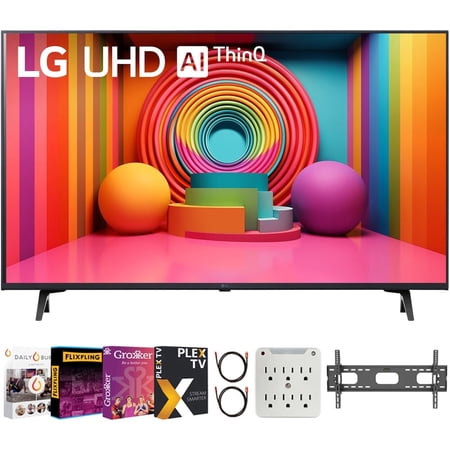 LG 43UT7590PUA 43-Inch UT75 Series LED Smart TV 4K Bundle with Premiere Movie Package & TV Setup Bundle with Wall Mount + Surge Adapter + HDMI Cable & More (2024 Model)