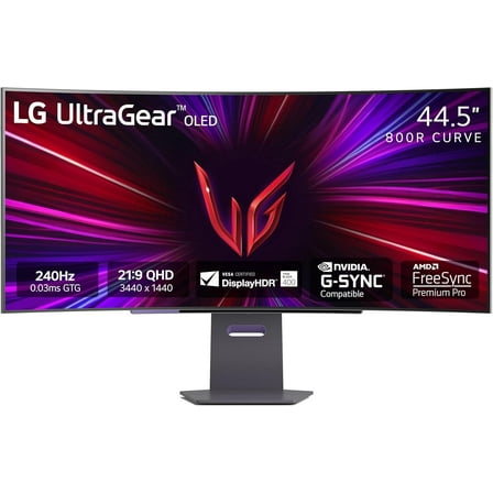 LG 45GS95QE Ultragear OLED Curved Gaming Monitor 45-Inch WQHD 21:9 800R 240Hz 0.03ms G-Sync Compatible (Black)