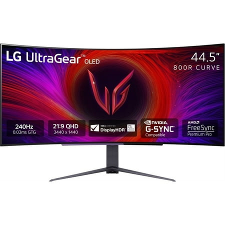 LG UltraGear 45" OLED Curved WQHD 240Hz 0.03ms FreeSync and NVIDIA G-SYNC Compatible Gaming Monitor with HDR400 - Black