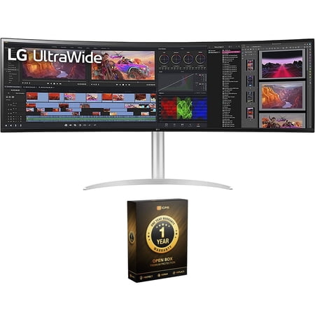LG 49\" 5120 x 1440 LCD Auto Brightness Control (ABC), Flicker-free Curved Gaming Monitor, 49WQ95C-W
