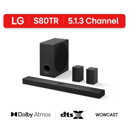 LG 5.1.3 Channel Soundbar with Dolby Atmos and Rear Surround Speakers, S80TR