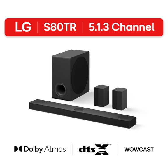 LG 5.1.3 Channel Soundbar with Dolby Atmos and Rear Surround Speakers, S80TR