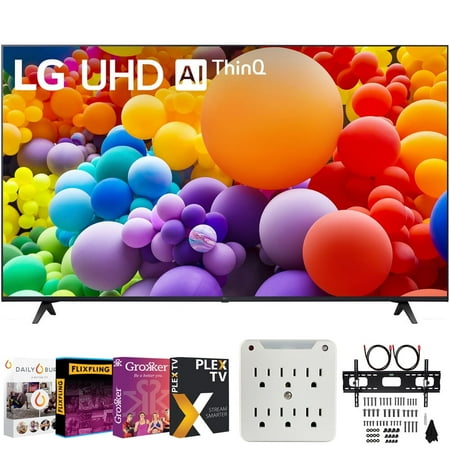LG 50UT7570PUB 50-Inch UT75 Series LED Smart TV 4K (2024) Bundle with Deco Mount 37"-100" TV Wall Mount + Tech Smart USA Premiere Movies Streaming +6-Outlet Surge Adapter & More