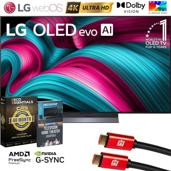 LG 55 Inch C5 Series OLED evo 4K UHD Smart webOS TV (2025) OLED55C5PUA Bundle with 4 YR CPS Enhanced Protection Pack, 2x 6FT HDMI Cable and Deco Gear Home Theater Beginner's Guide