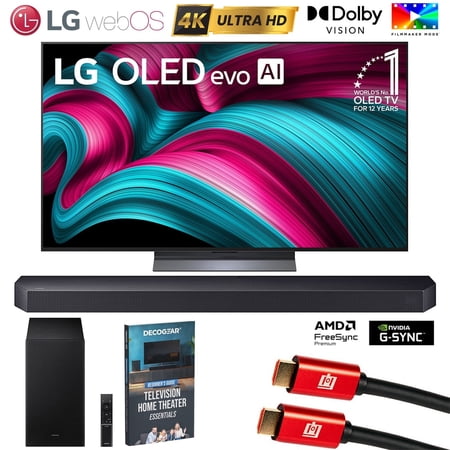 LG 55 Inch C5 Series OLED evo 4K UHD Smart webOS TV (2025) OLED55C5PUA Bundle with HW-Q600F 3.1.2ch Soundbar and Subwoofer, 2x HDMI Cable and Deco Gear Home Theater Beginner's Guide