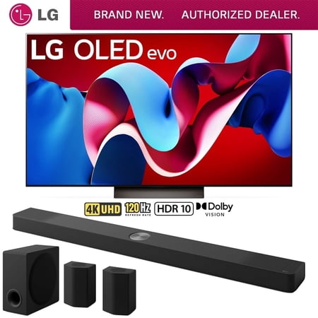 LG 55 Inch OLED evo C4 Series Smart TV 4K Processor (2024) OLED55C4PUA | Official USA Partner Model | Bundle with 9.1.5 Channel Dolby Atmos Soundbar with Rear Speakers and Subwoofer