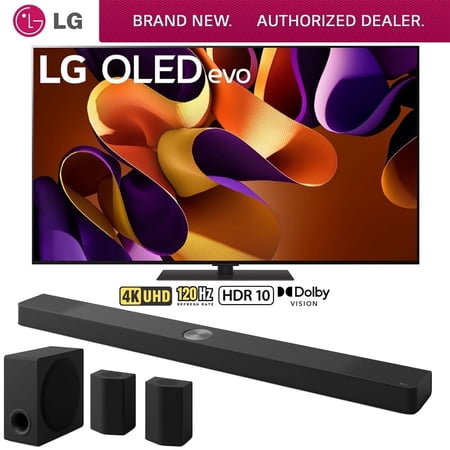 LG 55 Inch OLED evo G4 Series Smart TV 4K HDR (2024) OLED55G4SUB | Official USA Partner Model | Bundle with 9.1.5 Channel Dolby Atmos Soundbar with Rear Speakers and Subwoofer