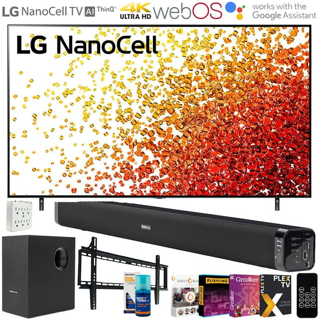 LG 55NANO75UPA 55 inch Televisions 4K Nanocell TV (2021 Model) with Deco Soundbar Bundle Smart TVs