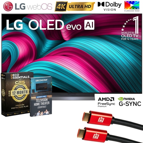LG 65 Inch C5 Series OLED evo 4K UHD Smart webOS TV (2025) OLED65C5PUA Bundle with 1 YR CPS Extended Warranty, 2x 6FT HDMI Cable and Deco Gear Home Theater Beginner's Guide