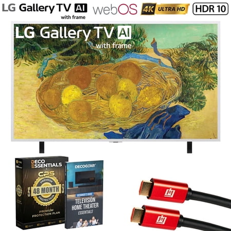 LG 65 Inch Gallery TV with Frame LX7B Mini LED 4K Smart TV 2026 65LX7BPUA Bundle with Deco Essentials CPS 4 YR Protection, 2X HDMI Cable & Deco Gear Home Theater Beginner's Guidebook