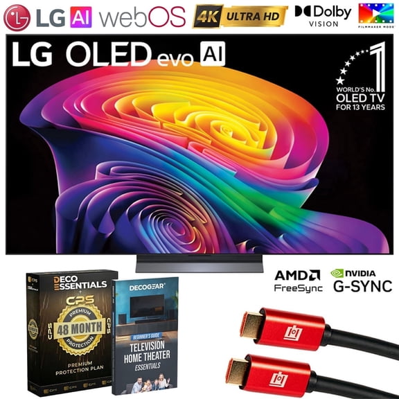 LG 65 inch OLED Evo AI C6 4K Smart WebOS TV (2026) OLED65C6PUA Bundle with Deco Essentials Cps 4 YR Protection, 2X HDMI Cable & Deco Gear Home Theater Beginners Guidebook
