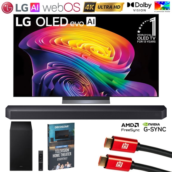 LG 65 inch OLED evo AI C6 4K Smart webOS TV (2026) OLED65C6PUA Bundle with HW-Q600F 3.1.2ch Soundbar and Subwoofer, 2x HDMI Cable and Deco Gear Home Theater Beginner's Guide