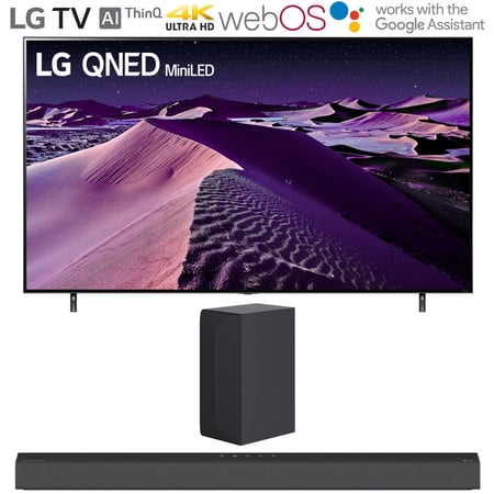 LG 65QNED85UQA 65 Inch HDR 4K Smart QNED Mini-LED TV 2022 Bundle with LG S65Q 3.1 Ch High Res Audio Sound Bar with DTS Virtual: X