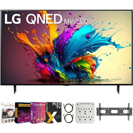 LG 65QNED90TUA 65-Inch 4K HDR Smart Quantum Dot NanoCell Mini LED TV Bundle with Premiere Movie Streaming Package & TV Setup Bundle with Wall Mount + Surge Adapter + HDMI Cable & More (2024 Model)