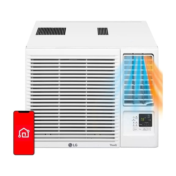 LG 7,600 BTU 115-Volt Window Air Conditioner with Cool, Heat and Wi-Fi Control in White, LW8023HRSM