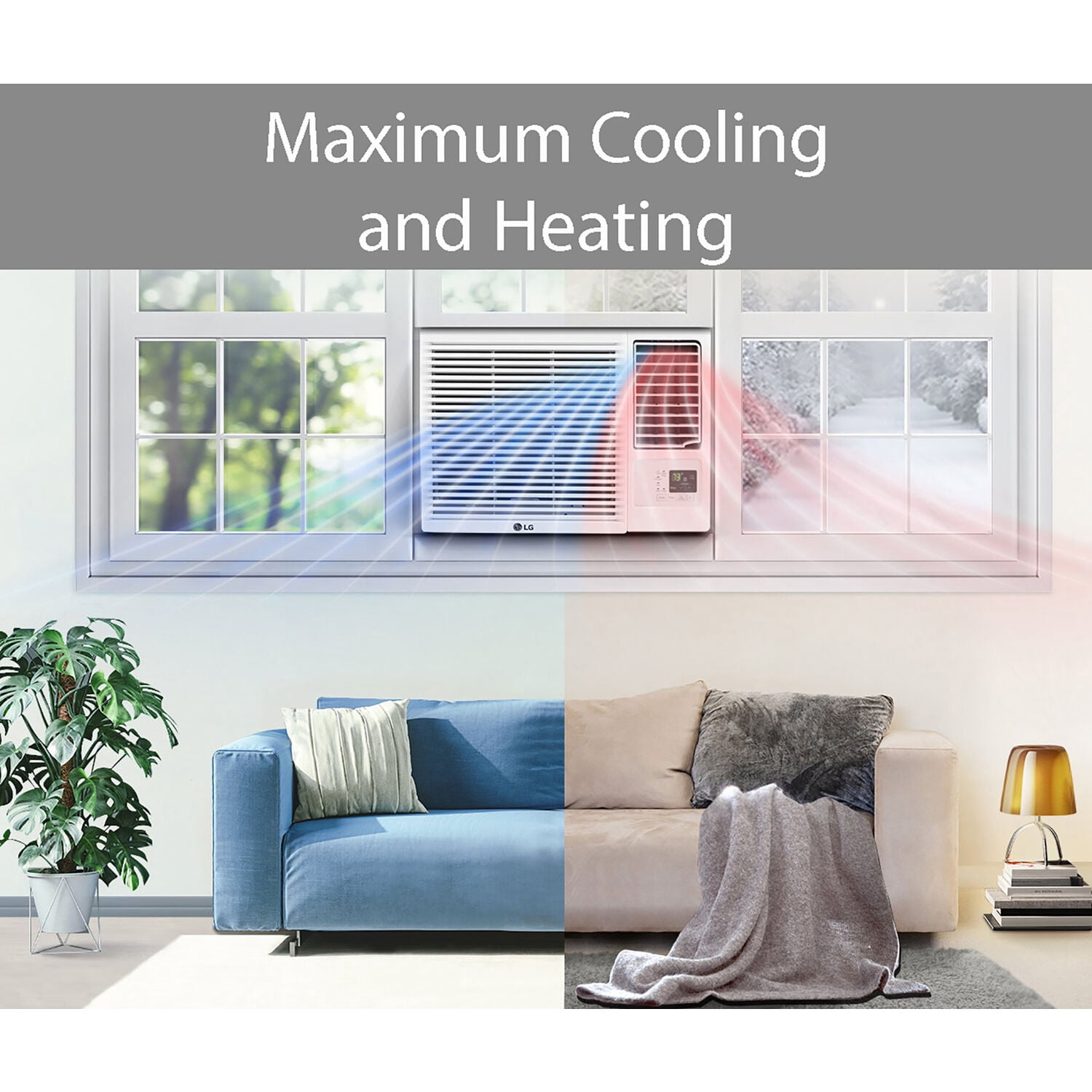 LG 7,600 BTU 115-Volt Window Air Conditioner with Cool, Heat and Wi-Fi Control in White, LW8023HRSM