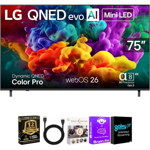 LG 75" QNED84B 4K Mini LED evo AI Smart TV Bundle with Warranty
