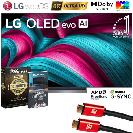LG 77 Inch C5 Series OLED evo 4K UHD Smart webOS TV (2025) OLED77C5PUA Bundle with 1 YR CPS Extended Warranty, 2x 6FT HDMI Cable and Deco Gear Home Theater Beginner's Guide