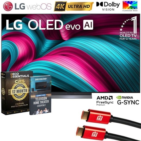 LG 77 Inch C5 Series OLED evo 4K UHD Smart webOS TV (2025) OLED77C5PUA Bundle with 1 YR CPS Extended Warranty, 2x 6FT HDMI Cable and Deco Gear Home Theater Beginner's Guide