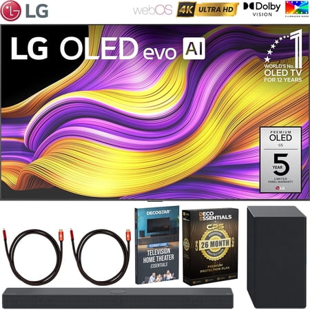 LG 77 Inch G5 Series OLED evo 4K UHD Smart webOS TV 2025 OLED77G5WUA Bundle with LG SC9S Soundbar, 2 HDMI Cables, Home Theater Guide and Deco Essentials CPS 26 Months Premium Extended Protection Pack