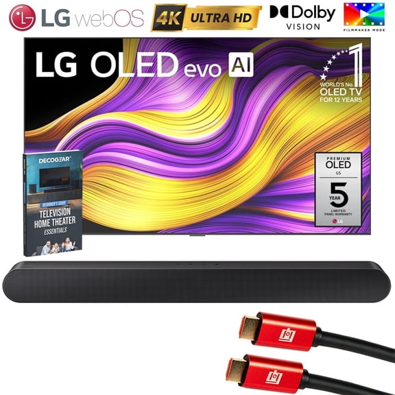 LG 83 Inch G5 Series OLED evo 4K UHD Smart webOS TV with One Wall Design (2025) OLED83G5WUA Bundle with Samsung 3.0ch All-in-One Soundbar, 2x HDMI Cable and Deco Gear Home Theater Beginner's Guide