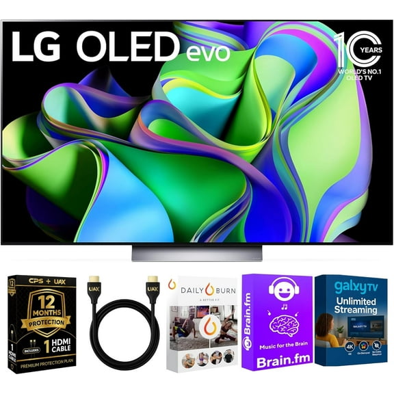 LG OLED83C3KIT1 83 inch OLED C3 HDR 4K Smart OLED TV Bundle - 120 HZ Refresh Rate + UAX 4K HDMI 2.0 Cable + CPS 24 Mon