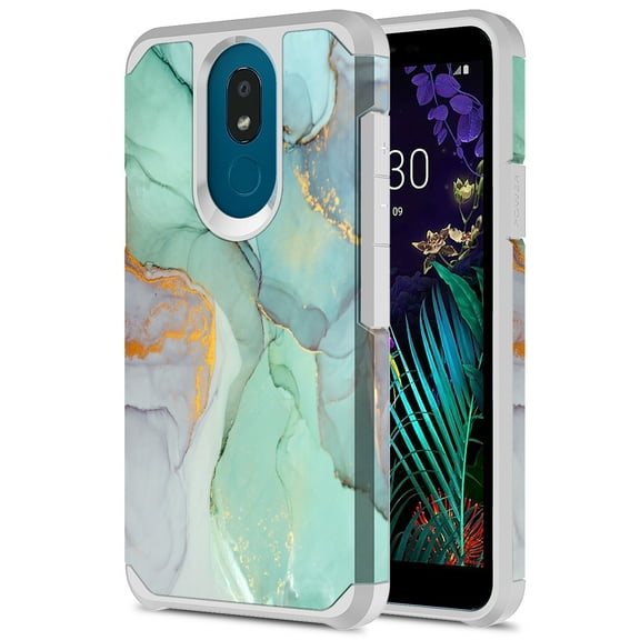 LG Arena 2 Case, LG Escape Plus Case, LG Journey LTE Case, LG Tribute Royal Case, Kaesar Hybrid Graphic Fashion Cute Colorful Slim Cover Armor Case for LG K30 2019 (Green Marble)