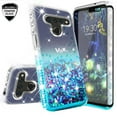 thumbnail image 1 of LG Aristo 5,Aristo 5 Plus,Fortune 3,Phoenix 5,Risio 4,K8X,K31,Tribute Monarch Case w[Temper Glass] Cute Liquid Glitter Bling Diamond Bumper Girls Women Phone Case - Clear/Teal, 1 of 5