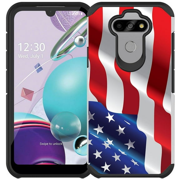 LG Aristo 5 / LG Phoenix 5 / LG Fortune 3 / LG Tribute Monarch / LG Risio 4 / LG K8x Case - Colorful Design Hybrid Armor Case Shockproof Dual Layer Protective Phone Cover - American Flag