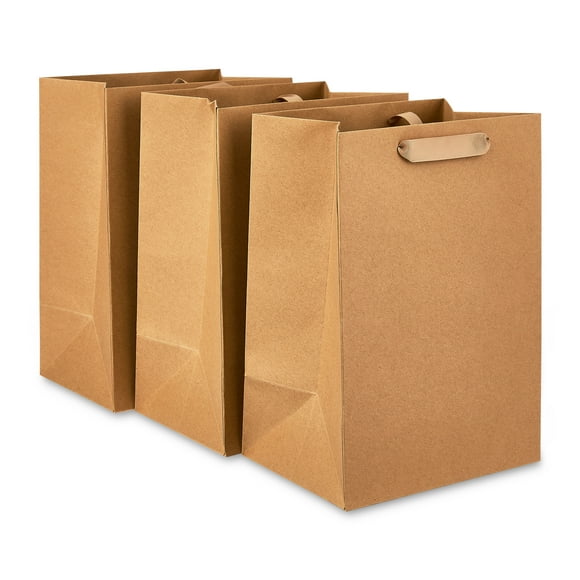 Large Brown Kraft Gift Bags, 7" x 10", 3 Count, by Way To Celebrate