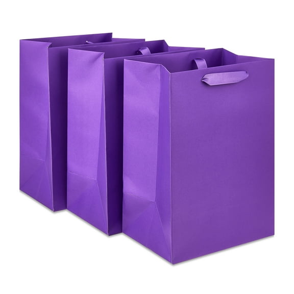 Large Purple Gift Bags, 7" x 10", 3 Count, by Way To Celebrate