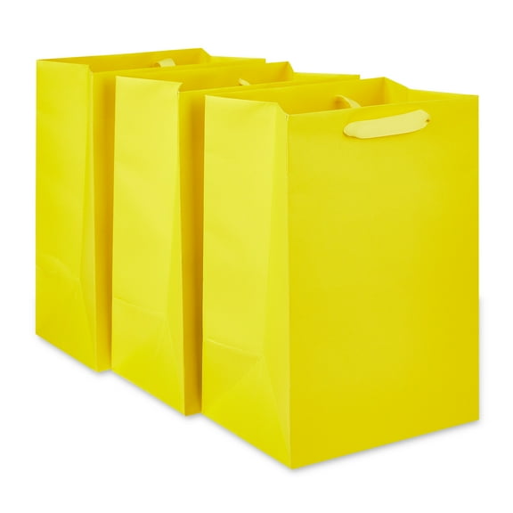 Large Yellow Gift Bags, 7" x 10", 3 Count, by Way To Celebrate