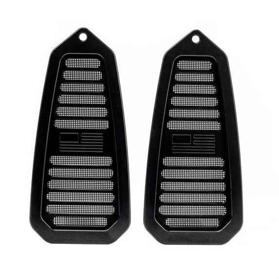 LG Billet USA 67-69 Camaro Door Jamb Vents, LG Engraved, Black