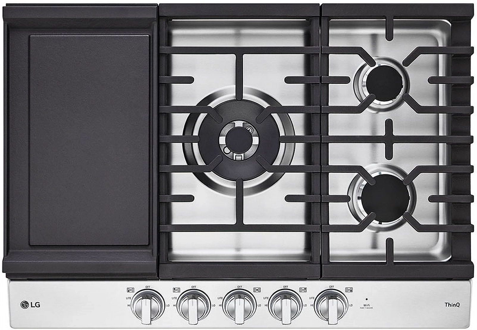 CBGJ3027S 30 Inch Smart Gas Cooktop 22K BTU EasyClean Cooktop Backlit Weighted Knobs ThinQ App