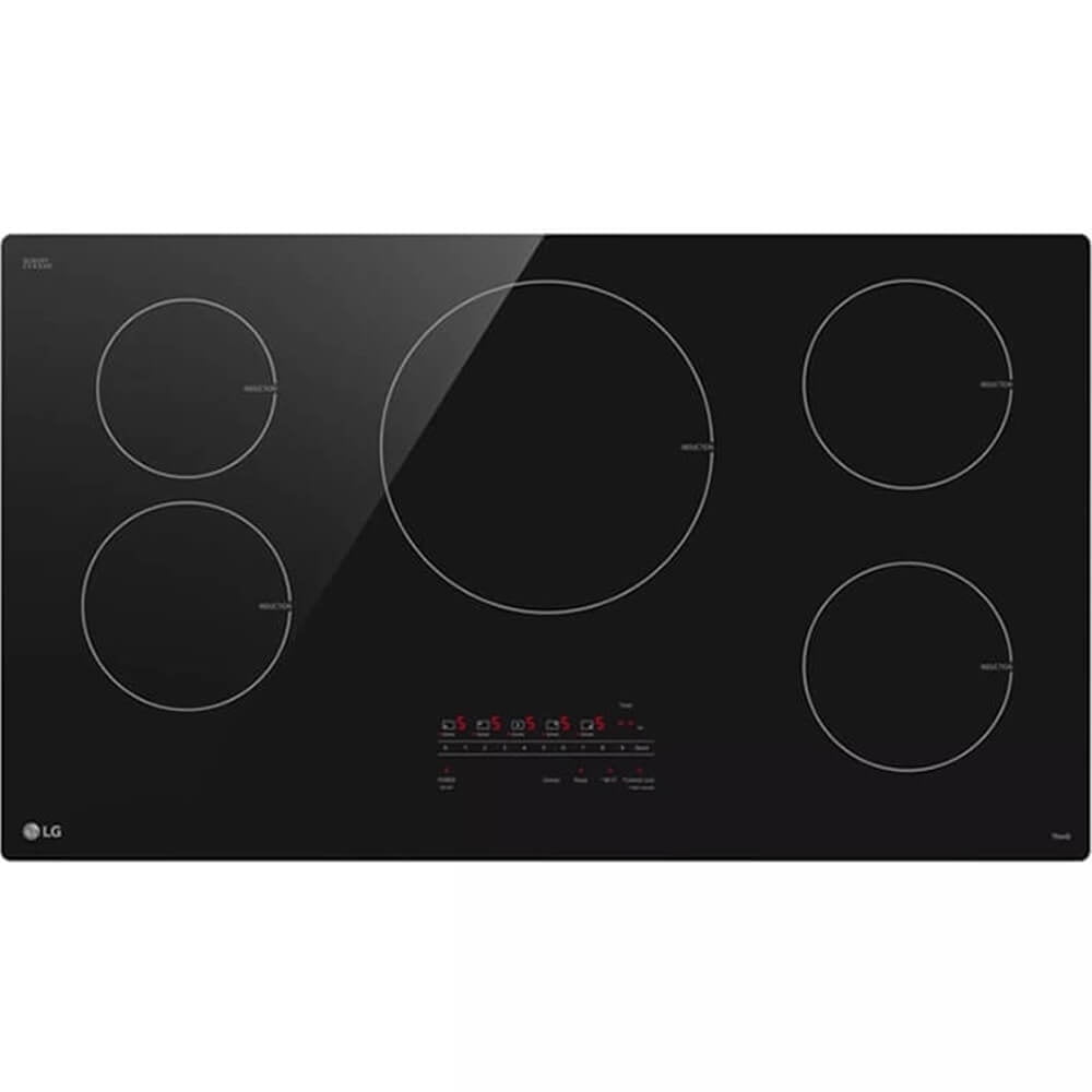 LG 36" Black Ceramic 5-Burner Induction Cooktop with Touch Control