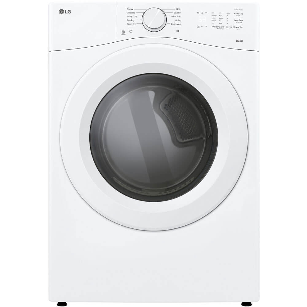 LG DLE3420W 7.4 cu. ft. Smart Electric Dryer with AI Sensor Dry, White ...