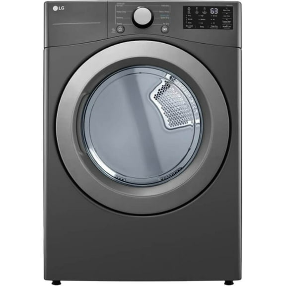LG DLE3470M 7.4 Cu. ft. Capacity, 8 Dry Program, Dial-A-Cycle, Wrinkle Care Option, Control Lock, Speed Dry, Vented Stackable Electric Dryer with Sensor Dry Technology - Middle Black