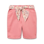 WONDER NATION Little Girls Bermuda Shorts with Scarf Belt, Sizes 4-10