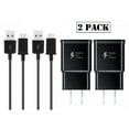 thumbnail image 1 of LG Exalt LTE/ Wine LTE Adaptive Fast Charger Micro USB 2.0 Charging Kit [2x Wall Charger + 2x Micro USB Cable] Dual voltages for up to 60% Faster Charging! 2 PACK, 1 of 3