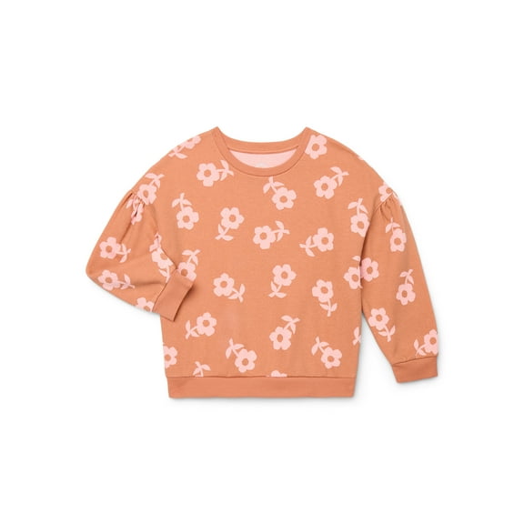 Wonder Nation Little Girls Puff Sleeve Sweatshirt, Sizes 4-10