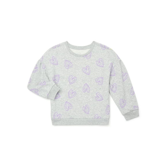Wonder Nation Little Girls Puff Sleeve Sweatshirt, Sizes 4-10