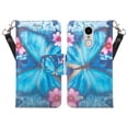 thumbnail image 1 of LG Fortune 2, LG Zone 4, LG Rebel 3 Case, Magnetic Leather Wallet Kickstand Case Cover with Card Slots - Blue Butterfly, 1 of 4