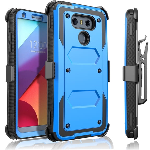 LG G5 Case, [SUPER GUARD] Dual Layer Protection With [Built-in Screen Protector] Holster Locking Belt Clip+Circle(TM) Stylus Touch Screen Pen (Blue)