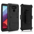 thumbnail image 1 of LG G6 Case, Mignova Rugged Plastic Heavy Duty Armor Holster Defender Full Body Protective Hybrid Case Cover with Kickstand, Build-in Screen Protector and Belt Swivel Clip for LG G6 (Black), 1 of 6