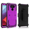 thumbnail image 1 of LG G6 Case, Mignova Rugged Plastic Heavy Duty Armor Holster Defender Full Body Protective Hybrid Case Cover with Kickstand, Build-in Screen Protector and Belt Swivel Clip for LG G6 (Purple), 1 of 6