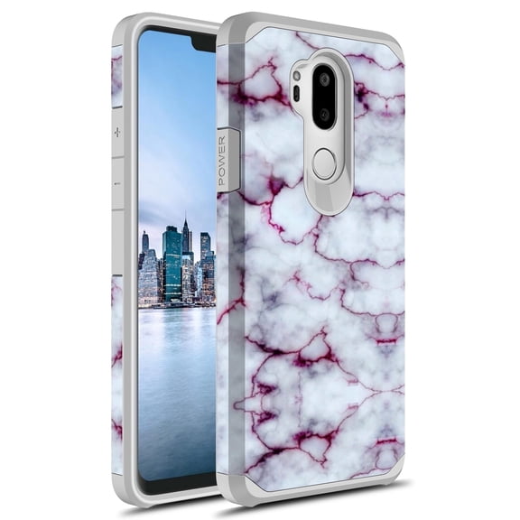 LG G7 Thinq Case,KAESAR Slim Hybrid Dual Layer Shockproof Hard Cover Graphic Fashion Cute Colorful Silicone Skin Cover Armor Case for LG G7 Thinq (Purple Marble)