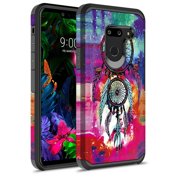 LG G8 ThinQ Case, Kaesar Slim Hybrid Dual Layer Shockproof Hard Cover Graphic Fashion Cute Colorful Silicone Skin Cover Armor Case for LG G8 ThinQ (Dream Catcher)