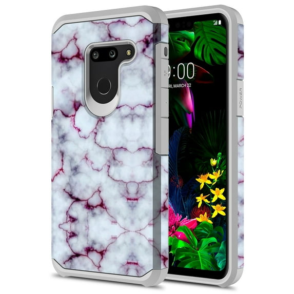 LG G8 ThinQ Case, Kaesar Slim Hybrid Dual Layer Shockproof Hard Cover Graphic Fashion Cute Colorful Silicone Skin Cover Armor Case for LG G8 ThinQ (Purple Marble)