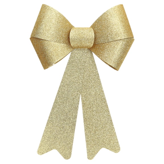 Gold Glitter Plastic Decorative Christmas Bow, 16", by Holiday Time