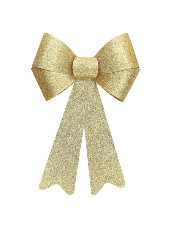 Gold Glitter Plastic Decorative Christmas Bow, 16", by Holiday Time